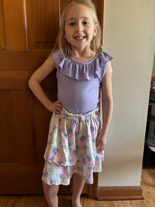Lavendar Floral Skirt Set