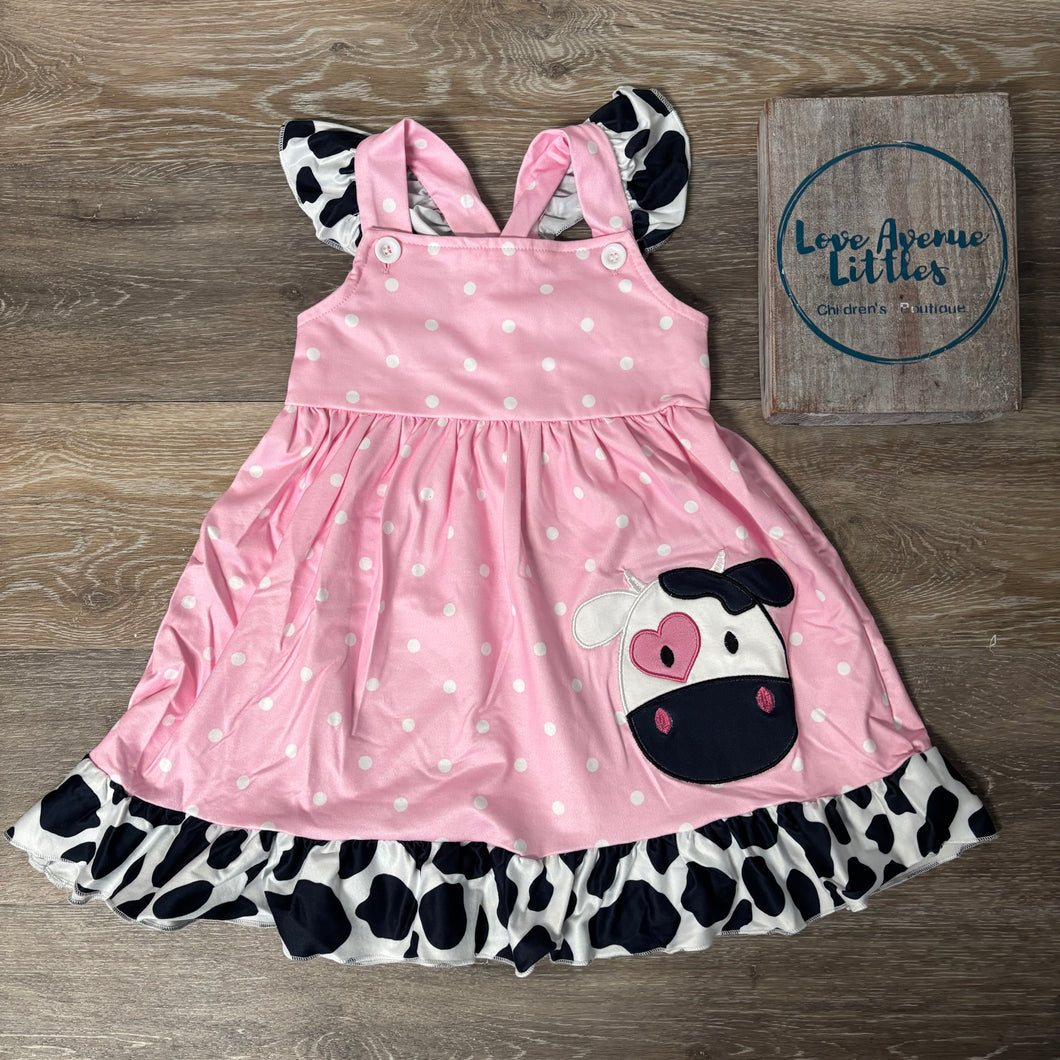 pink cow dress Strawberry Cow Henley Dress