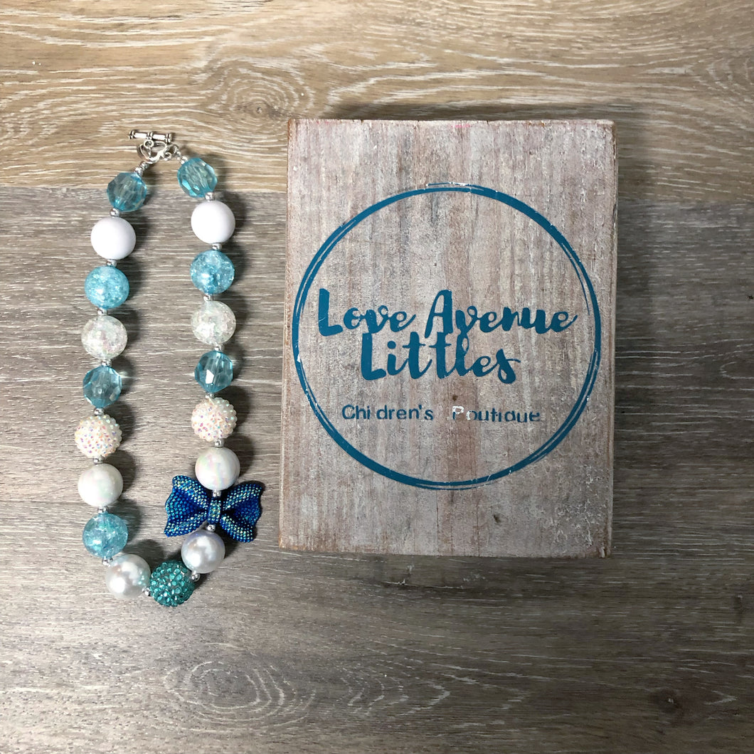 Blue Bow Bubble Gum Necklace