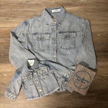 Load image into Gallery viewer, Blue Raw Hem Denim Jacket - Mama
