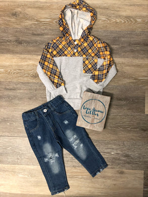 Plaid Hooded Long Sleeve