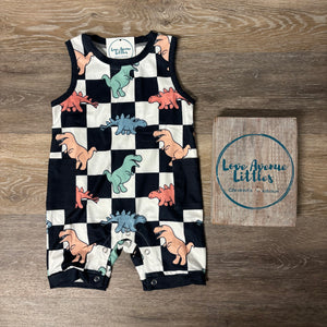 Checkered Dino Romper