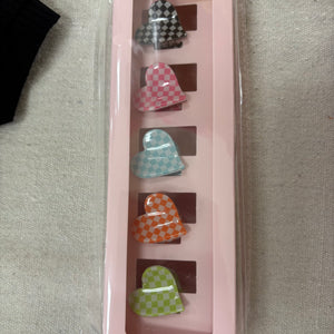 Checkered Heart Claw Clip