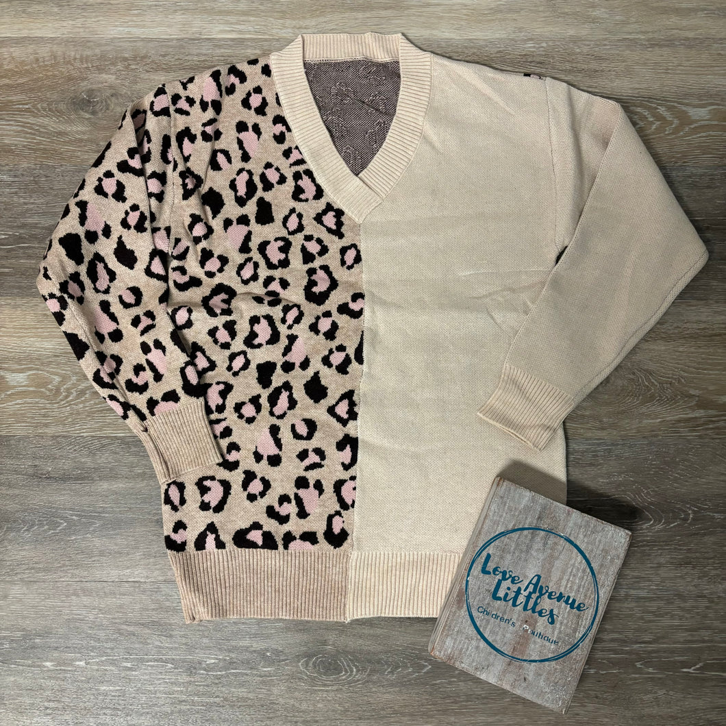 Split Leopard Sweater - Mini