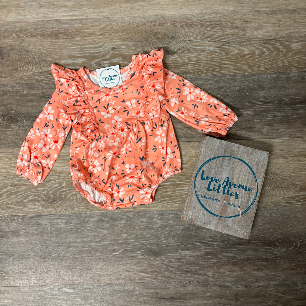 Coral Floral Romper