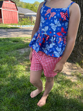 Load image into Gallery viewer, Red, White, &amp; Bows Peplum Top