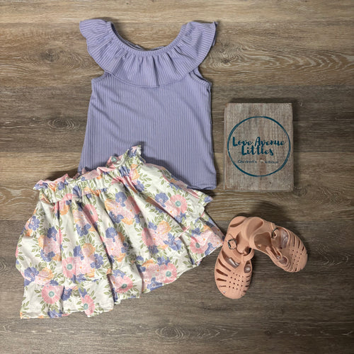 Lavendar Floral Skirt Set