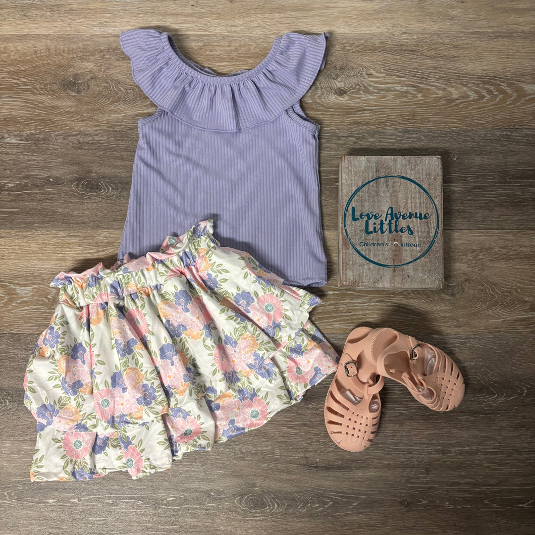 Lavendar Floral Skirt Set
