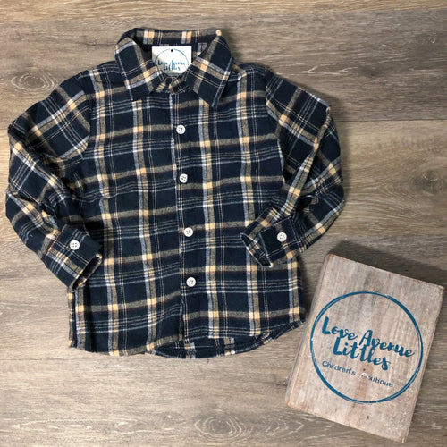 Navy Flannel Button Down