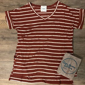 Striped Rolled Sleeve Top