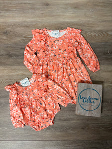 Coral Floral Romper