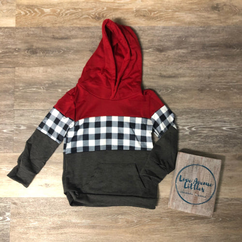 Buffalo Plaid Color Block Hoodie