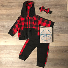 Load image into Gallery viewer, Buffalo Plaid Zip Up Set