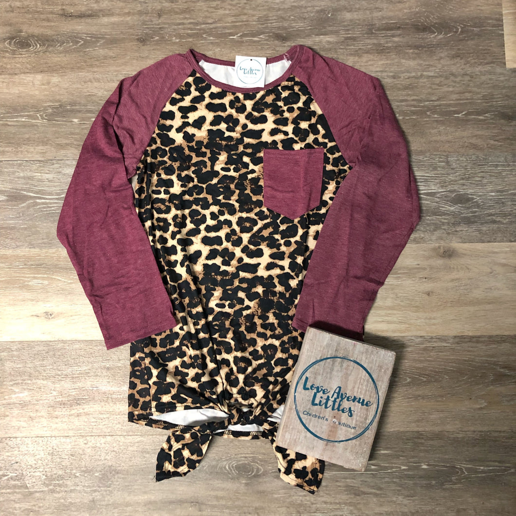 Carmine Leopard Top