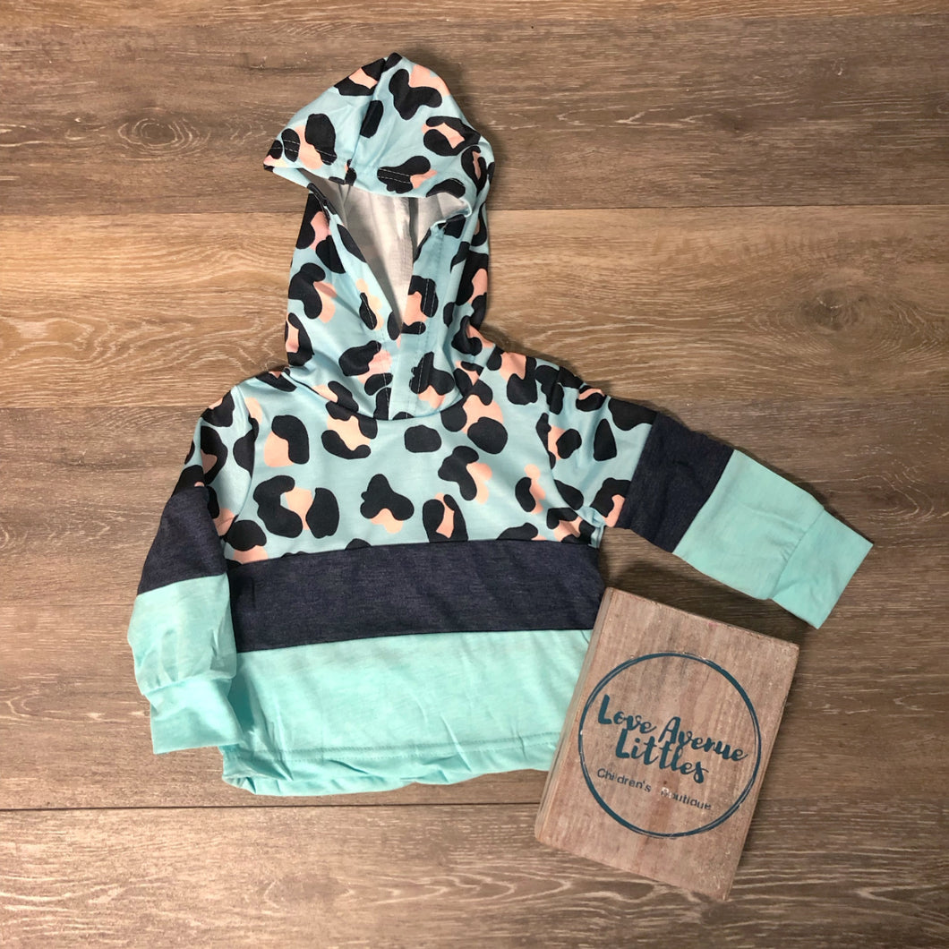 Aqua Cheetah Hoodie - Mini